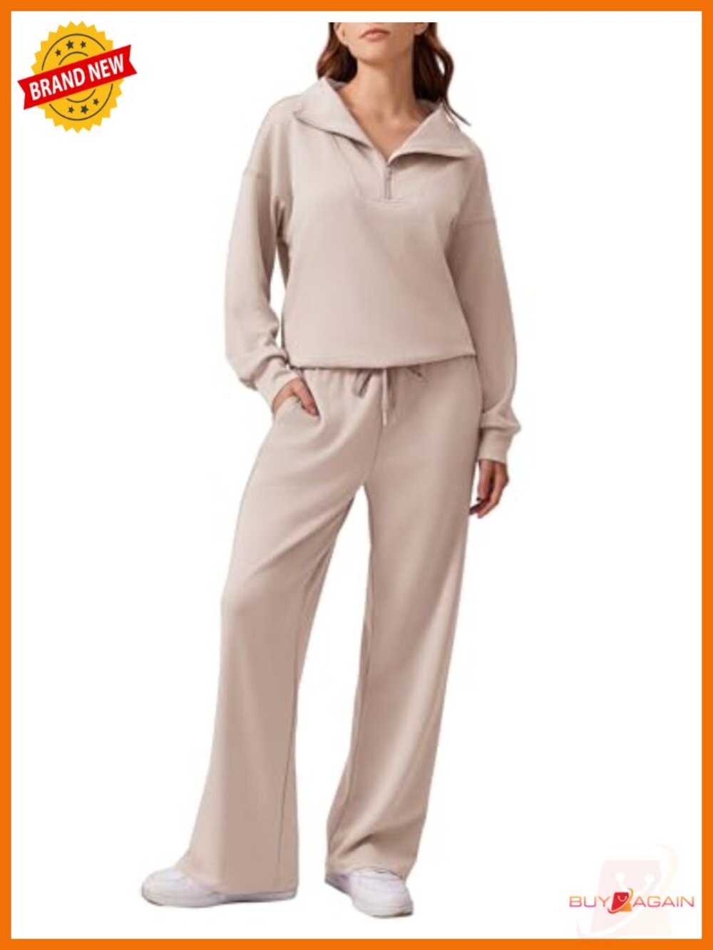 2 Piece Oversized Half Zip Sweatshirt Wide Leg Sweatpants Sweatsuit Set